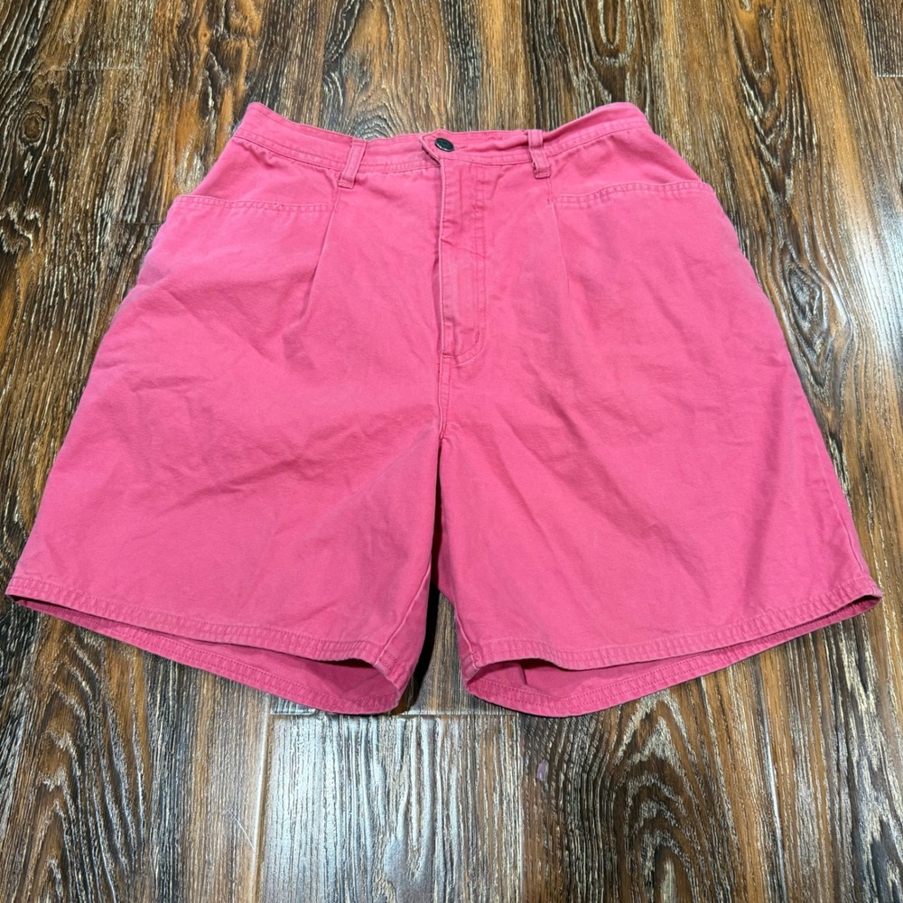 VTG Cherokee Women's High Waist Pleated Cotton Shorts Pink Size 10 Vintage Chino